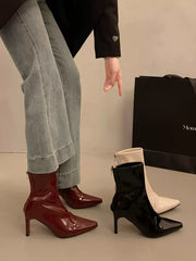 Women's French Pointed Toe Elastic Ankle Boots