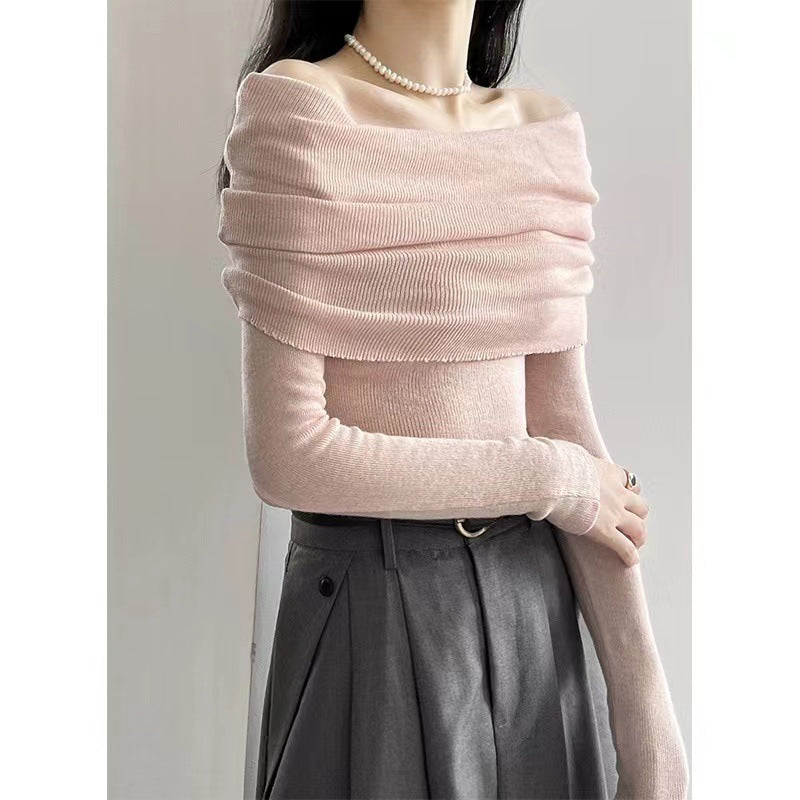 Off-Shoulder Knitted Sweater for Women | Fall New Arrival, Elegant French-Style, High-End Feel Top