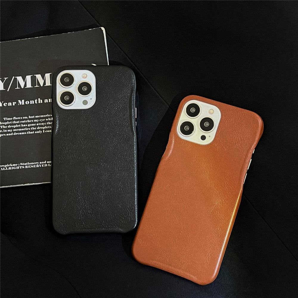 Leather Texture Three-Color Protective Phone Case – Anti-Fall Solid Color Shell