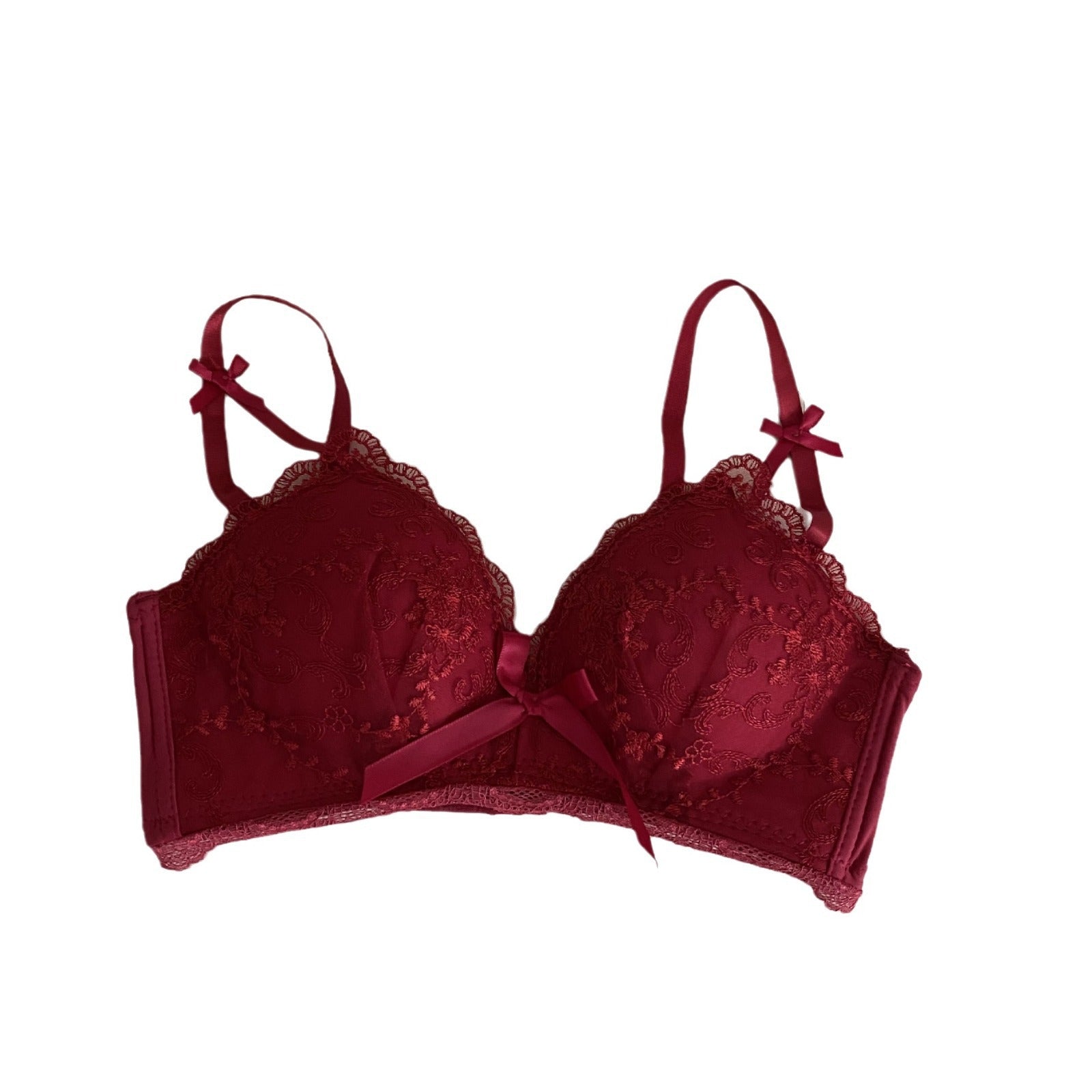 New Style Girls’ Latex Lace Bra Set – Wire-Free, Gathered, Seamless, Comfortable Underwear