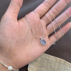 Moonstone and Aquamarine Necklace - Elegant Snake Bone Clavicle Chain for Women