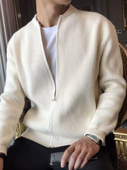 Men’s Double-Zip Solid Knit Cardigan