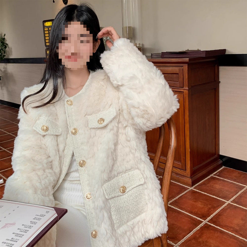 Faux Fur Winter Coat for Women | Luxury Thick Coat with Soft Rabbit-Style Collar