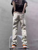 Men’s Vintage Yellow Mud Wash Loose Straight Denim Pants