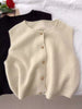 Women’s Gold Button Knit Vest Sleeveless Layering Top
