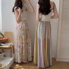 Floral Cotton-Silk Loose Skirt