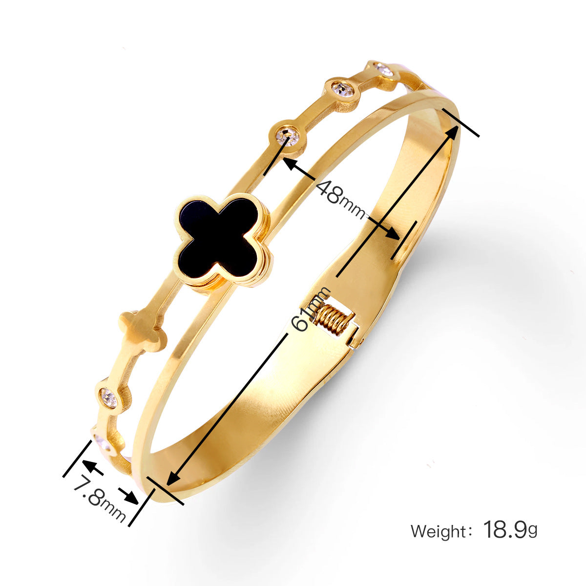 Cross-border wholesale electroplated gold female models female high-grade female non-fading jewelry ins four-leaf clover titanium steel bracelet
