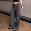 Women’s Low-Rise Straight Wide-Leg Tailored Trousers