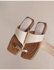 Vintage Woven Toe Ring Chunky Heel Sandals