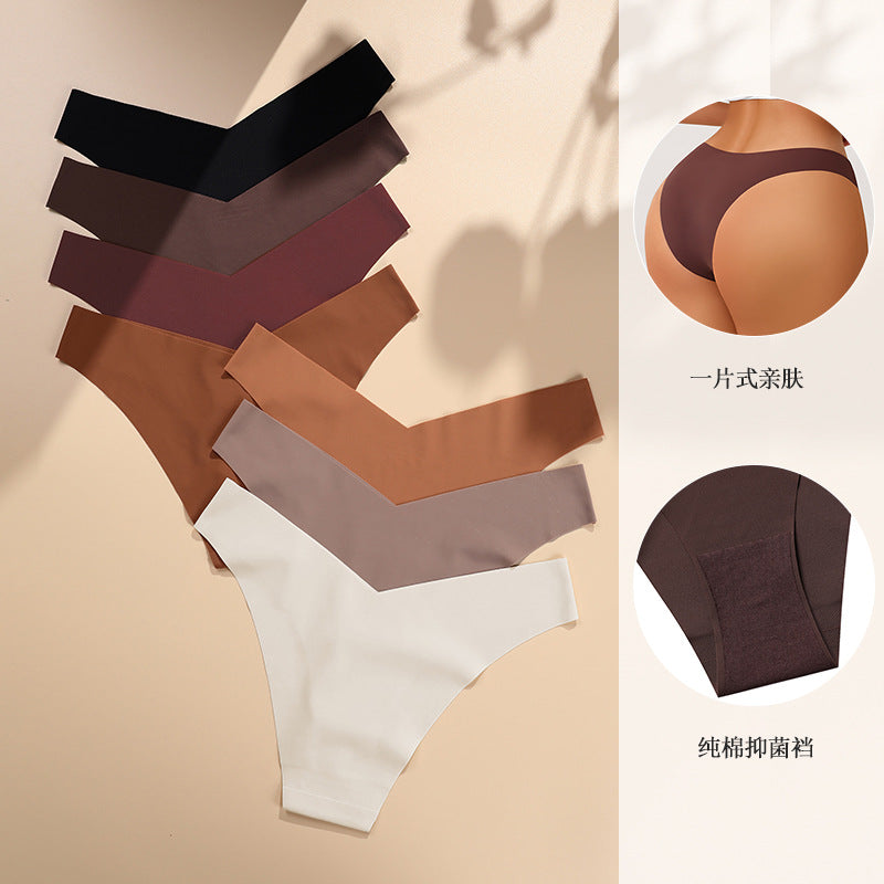 Ice Silk Seamless Maternity Panties – V-Shaped Low Waist Briefs