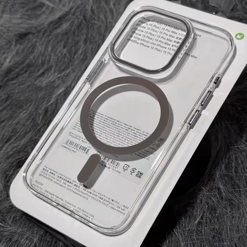 Clear Magnetic Phone Case – Anti-Yellowing Transparent Hard Cover with Strong Magnetic Alignment