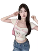 Cat Print Square Neck T-Shirt