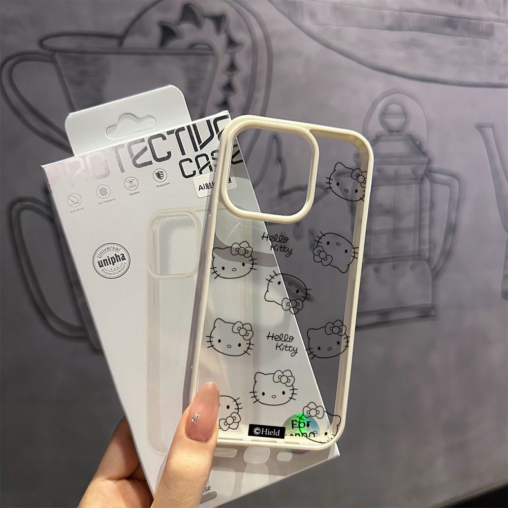 Cute Black Cartoon Hello Kitty Phone Case – Shockproof Protective Cover for iPhone 16 Pro Max, 15 Pro Max, 14 Pro, 14 Plus, 13, 12