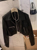 Women’s Black Vintage Short PU Leather Jacket