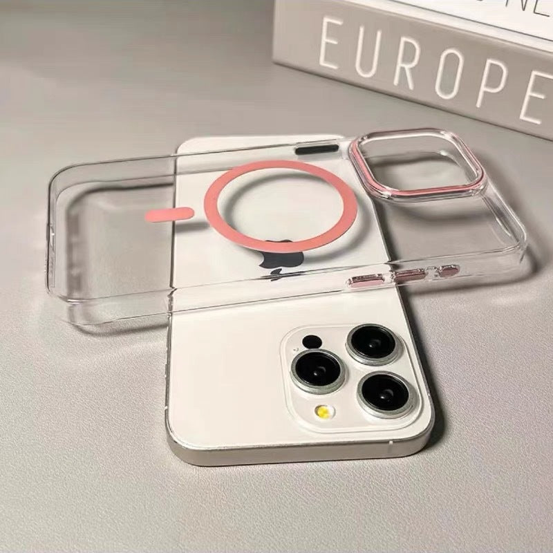 Clear Magnetic Phone Case – Anti-Yellowing Transparent Hard Cover with Strong Magnetic Alignment