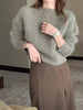 Women’s Mohair Cable Knit Cropped Sweater with Soft Plush Texture
