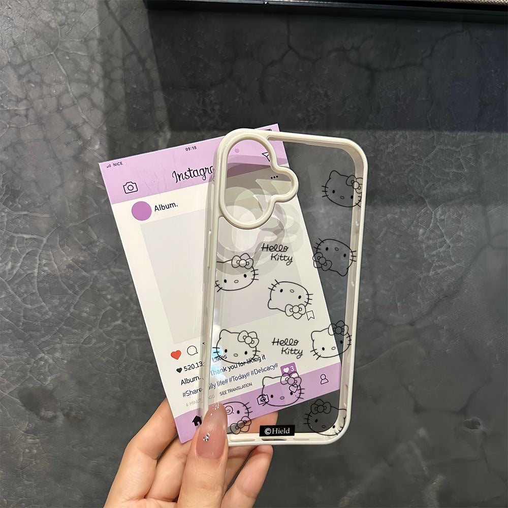 Cute Black Cartoon Hello Kitty Phone Case – Shockproof Protective Cover for iPhone 16 Pro Max, 15 Pro Max, 14 Pro, 14 Plus, 13, 12