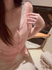 Korean Style Lace Knit V-Neck Sweater Top
