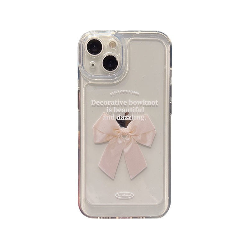 Bowknot Soft Transparent Phone Case – Cute All-Inclusive Cover with Ribbon Design