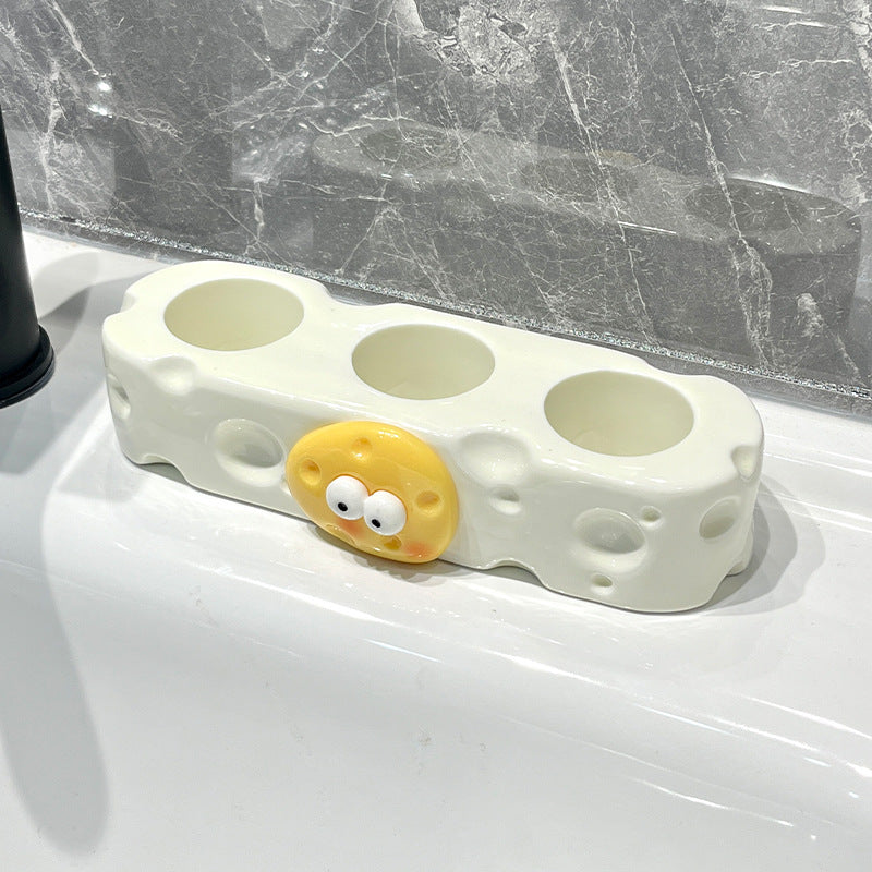Bathroom Cream-Style Electric Toothbrush Holder – Punchless Toothpaste & Brush Storage Rack