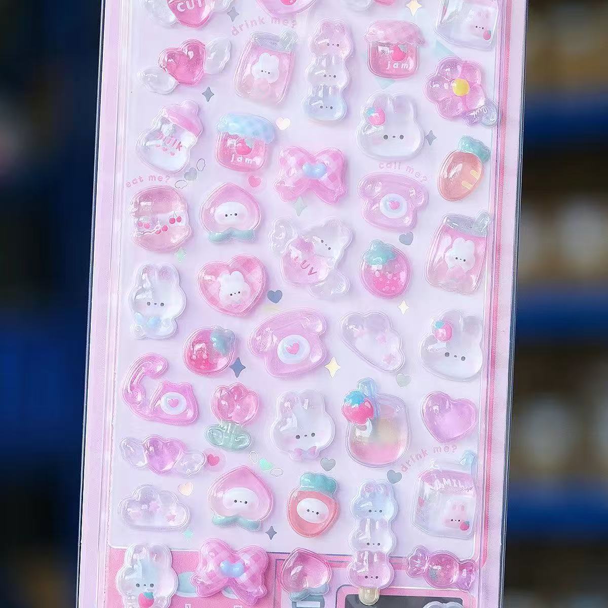 Cute 3D Cartoon Embossed Hollow Stickers Set