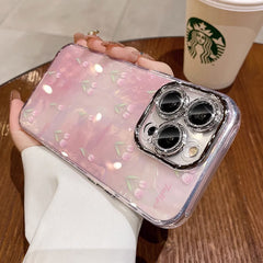 Tulip Gradient Flower Glitter iPhone Case – Shell Pattern Full Coverage