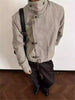 Vintage Distressed Stand Collar Air-Buckle Workwear Flight Jacket