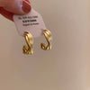 Irregular Gold Minimalist Hoop Stud Earrings