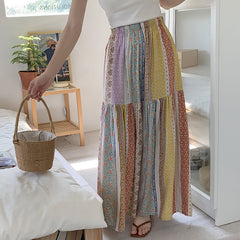 Floral Cotton-Silk Loose Skirt