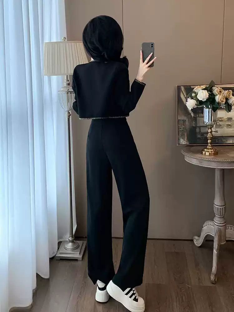 Chic Two-Piece Set for Women – Elegant Top and Wide-Leg Pants Outfit