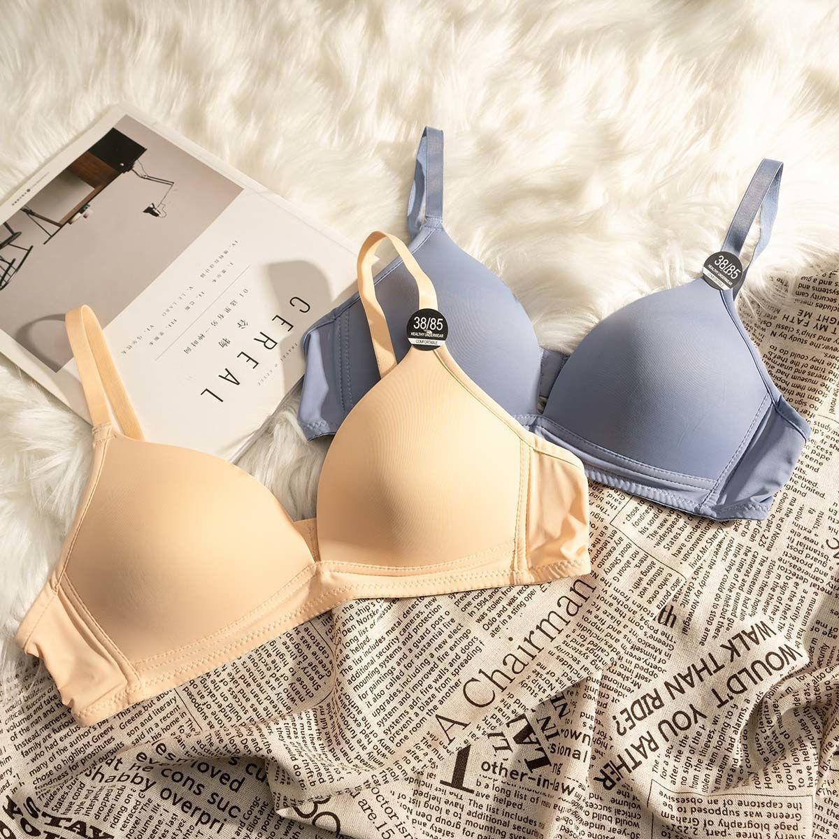 Simple Triangle Cup Deep V Seamless Bra for Women – Light, Thin, Wire-Free Comfort