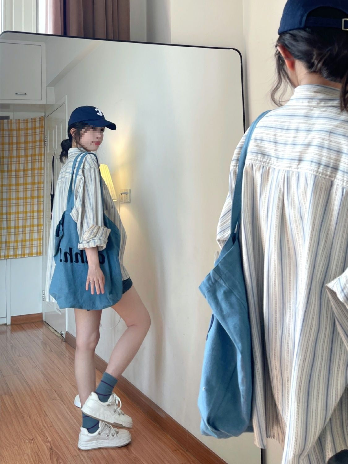 Women’s Blue Striped Shirt Jacket – Japanese Style Niche Fashion Outerwear