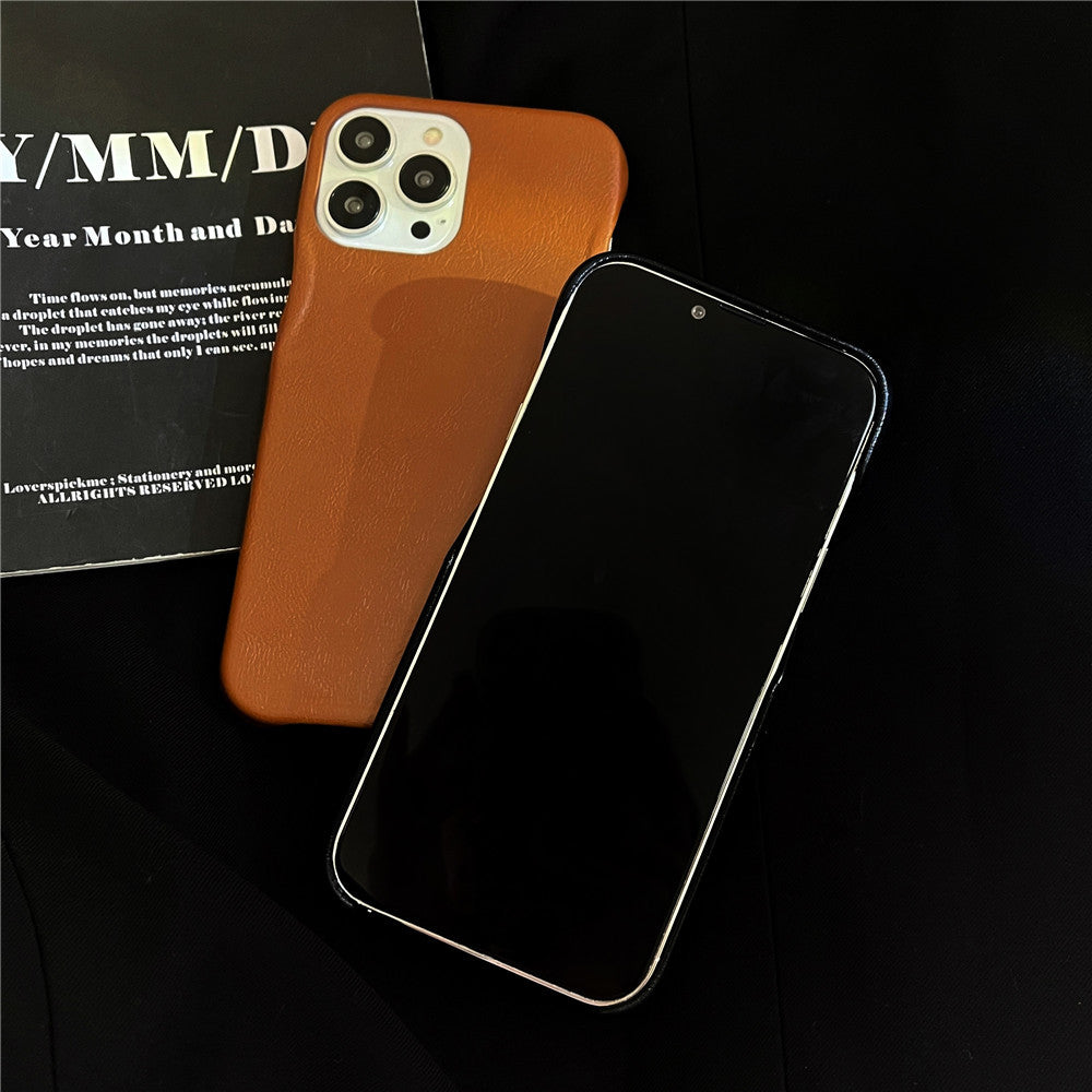 Leather Texture Three-Color Protective Phone Case – Anti-Fall Solid Color Shell