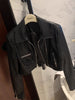 Women’s Black Vintage Short PU Leather Jacket