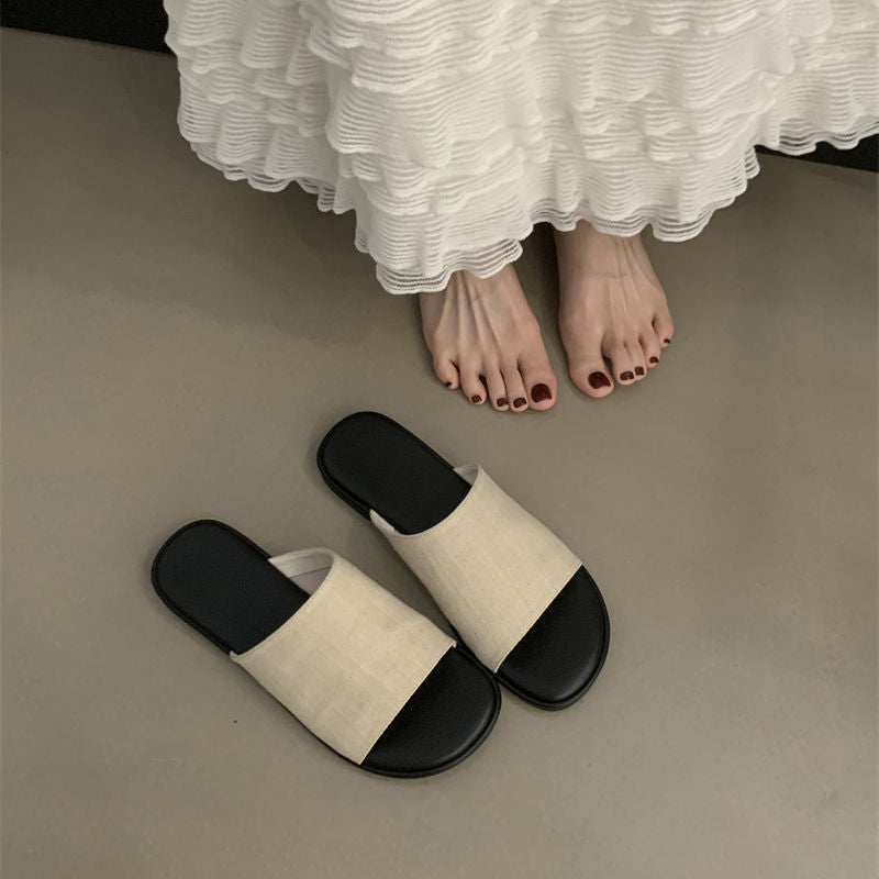 French Casual Open Toe Flat Non-Slip Beach Sandals - Flip-Flops for Women