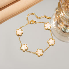 Cross-border titanium steel lucky clover five-leaf clover five-flower five-leaf bracelet light luxury high-end female hot-selling stainless steel hand jewelry