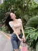 Cat Print Square Neck T-Shirt
