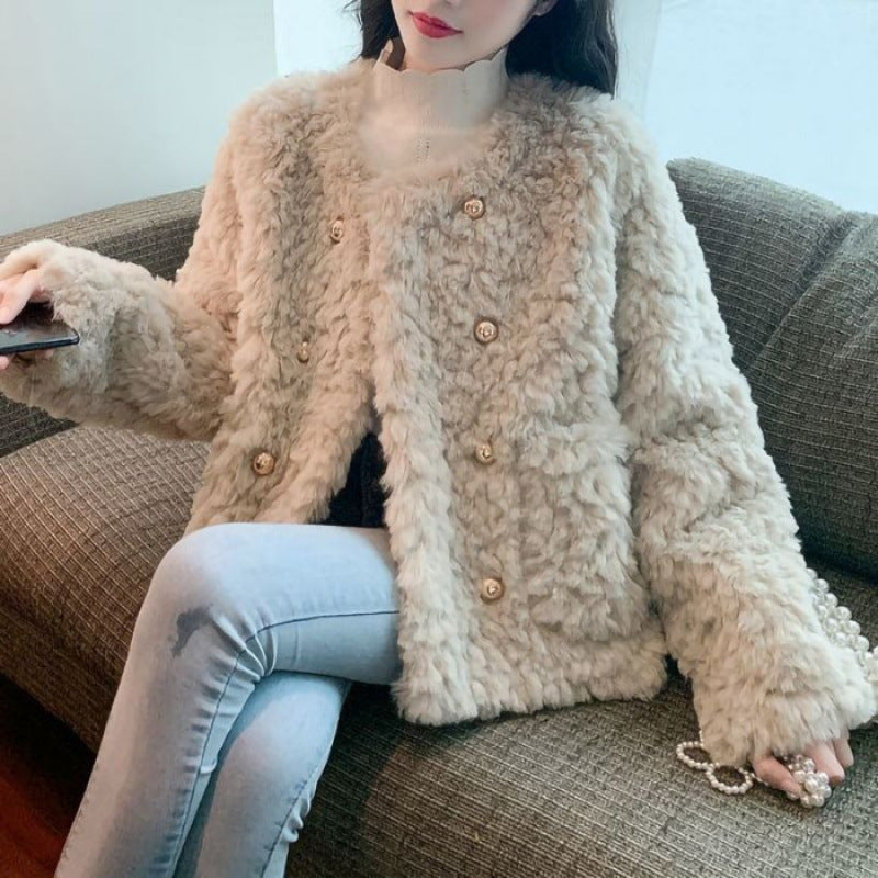 Winter Elegance Plush Wool Coat for Women