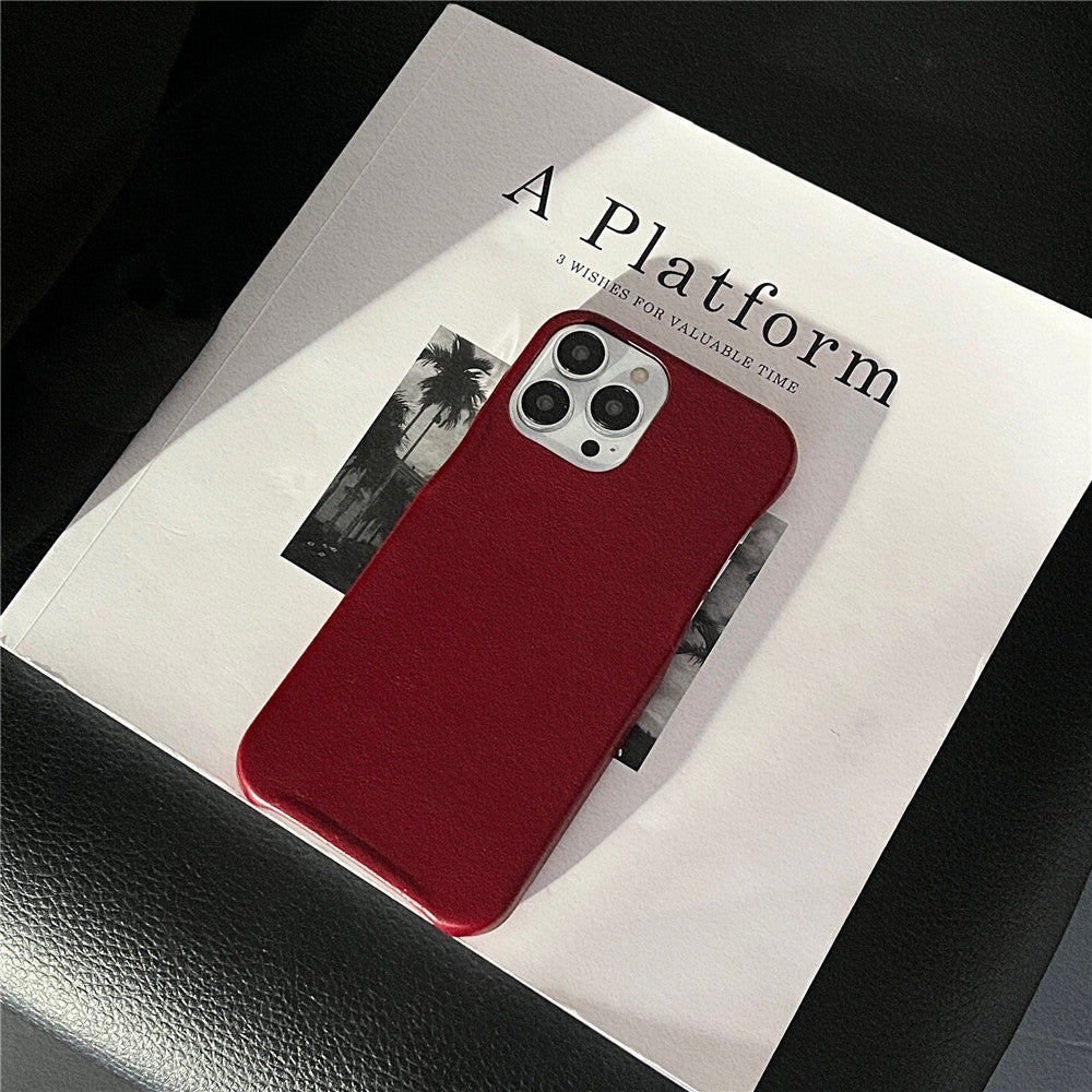 Leather Texture Three-Color Protective Phone Case – Anti-Fall Solid Color Shell