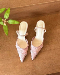 Summer Fairy Mesh Lace Pointed Toe Stiletto Heels