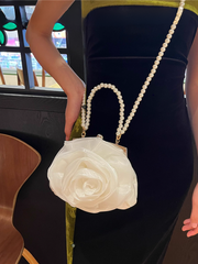 Vintage Pearl Camellia Round Handbag