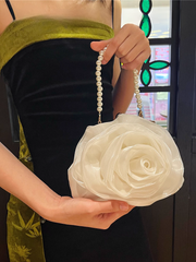 Vintage Pearl Camellia Round Handbag