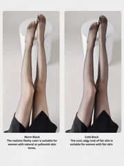 Black Fleece-Lined Sheer Leggings for Women