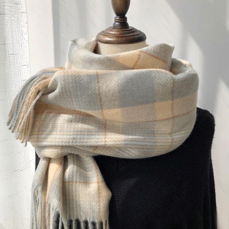 High-Quality Korean Style Plaid Scarf for Women, Warm & Versatile Neck Scarf for Students