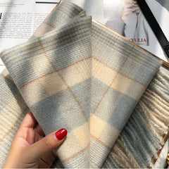 High-Quality Korean Style Plaid Scarf for Women, Warm & Versatile Neck Scarf for Students