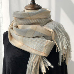 High-Quality Korean Style Plaid Scarf for Women, Warm & Versatile Neck Scarf for Students