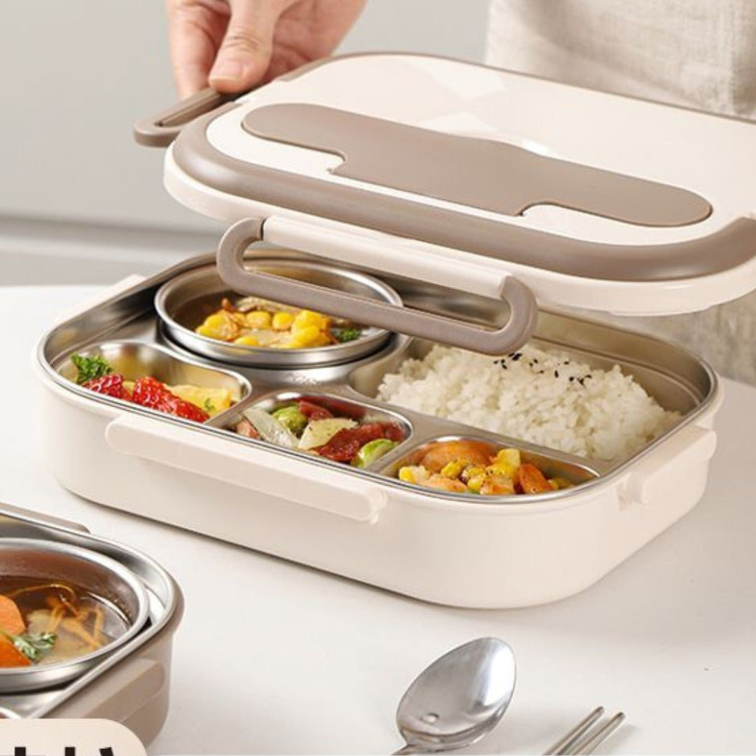 304 Stainless Steel Thermal Insulated Lunch Box - Divided Bento Box for Students & Office Workers, Microwave Safe