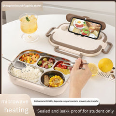 304 Stainless Steel Thermal Insulated Lunch Box - Divided Bento Box for Students & Office Workers, Microwave Safe
