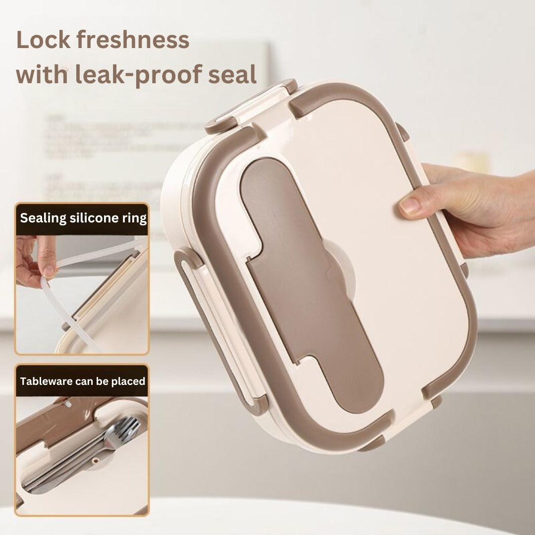 304 Stainless Steel Thermal Insulated Lunch Box - Divided Bento Box for Students & Office Workers, Microwave Safe