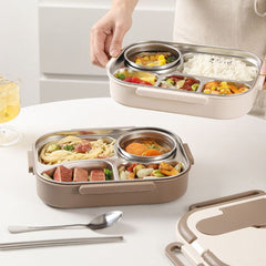 304 Stainless Steel Thermal Insulated Lunch Box - Divided Bento Box for Students & Office Workers, Microwave Safe